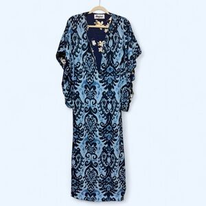 Elegant Blue Patterned Dress by